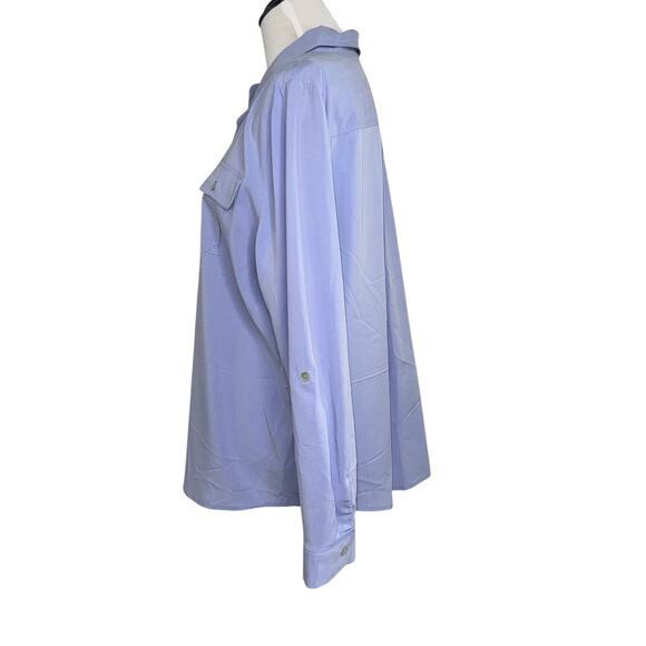 Chico’s  Button Up Tunic w/Roll tab sleeves Sz L (Chico’s Sz 2) in Lilac - Picture 4 of 10